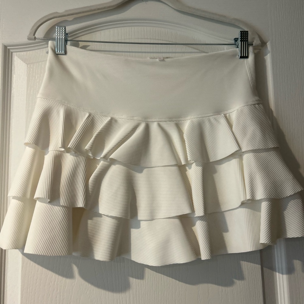 TCEC Cream Tiered Ruffle Mini Skirt